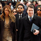 Flanked by attorneys and supporters, actor Jussie Smollett (C) arrives at the Leighton Criminal Courthouse on February 24, 2020 in Chicago, Illinois.